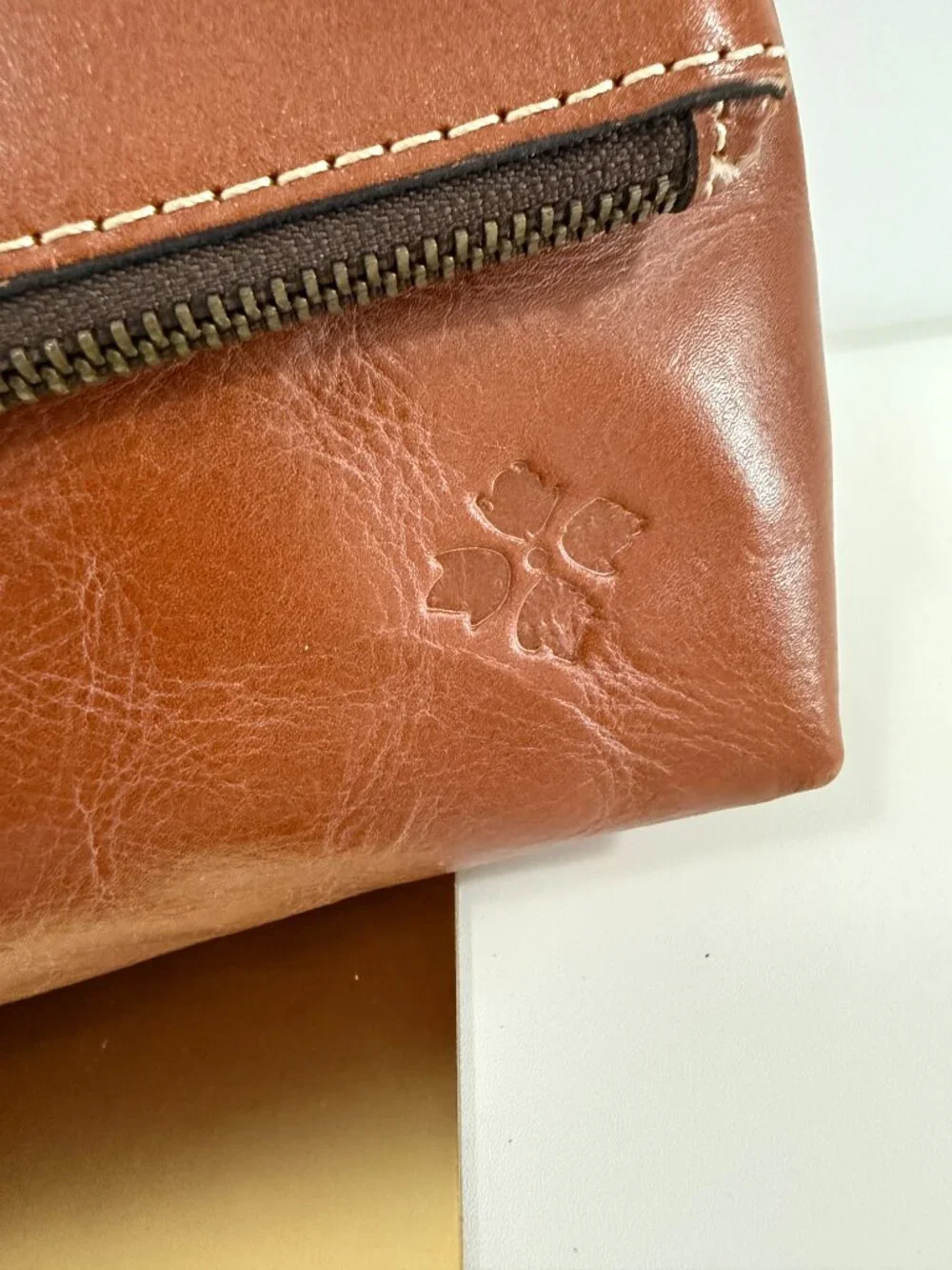 Patricia Nash Valerie Tan Leather Fold-Over Clutch Wristlet